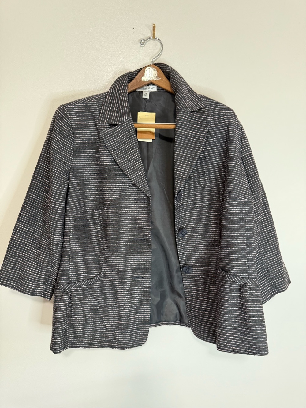 Coldwater Creek NWT Striped gray & pink Women's Blazer Jacket Size 1X